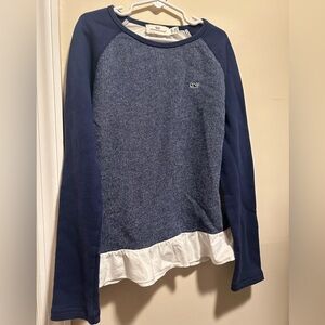 Girl's Vineyard Vines Sz M 10-12 Blue & White Sweater Shirt w/Ruffle Bottom